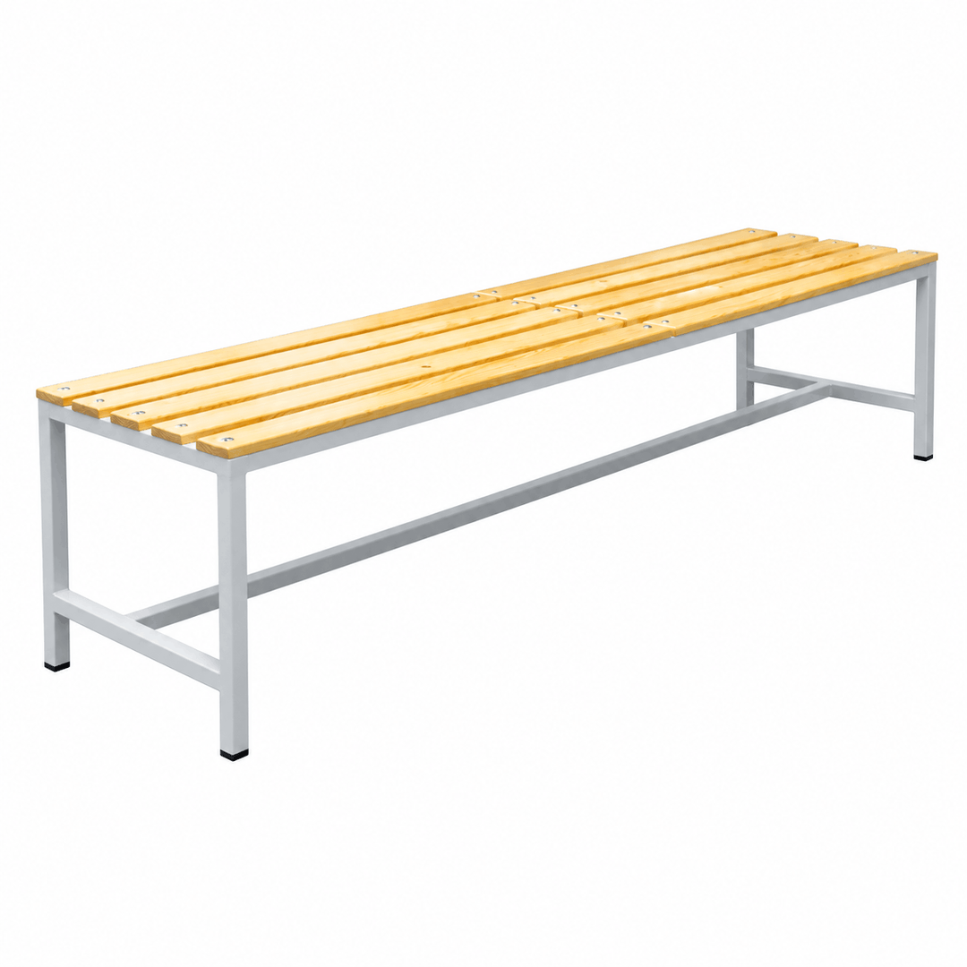 Bancuta vestiar, LxlxH: 1500x300x400. Executie din teava 25×25 mm, picioare de forma H, cu traversa longitudinala sudata