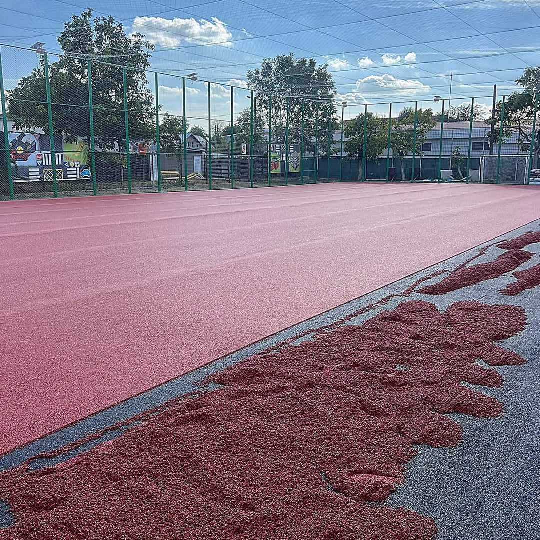 Stobitan P- sistem permeabil in 2 straturi, baza elastica din granule SBR + strat granule EPDM