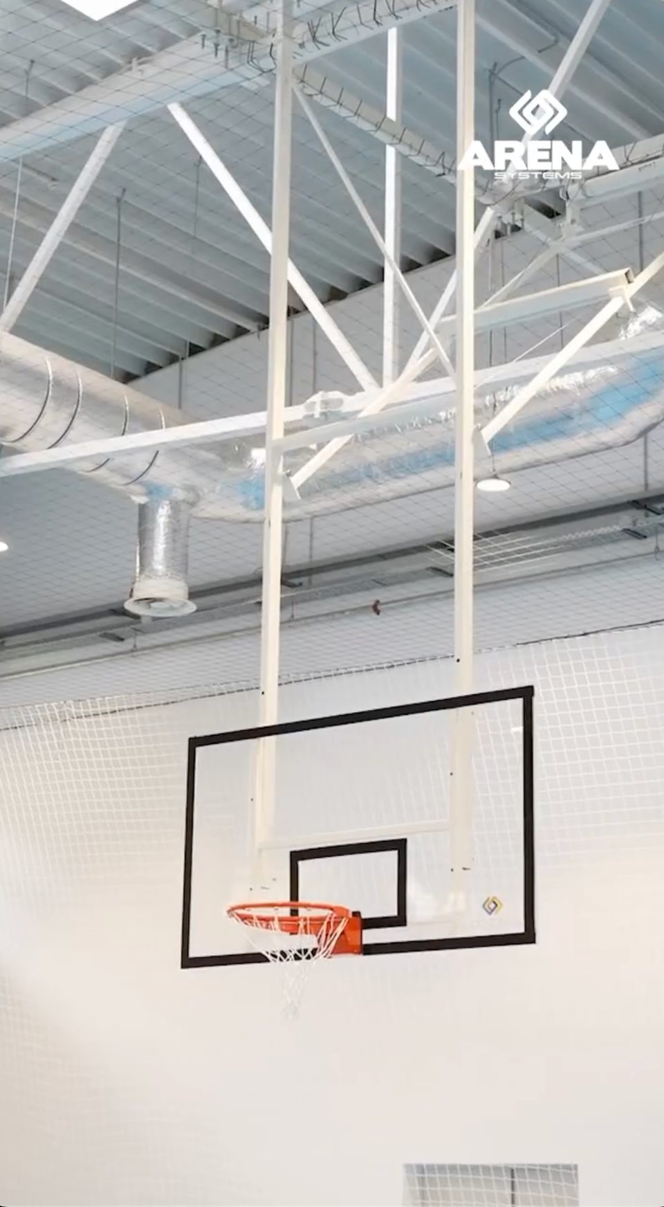 Consolă de baschet rabatabilă la tavan cu motor electric și telecomandă