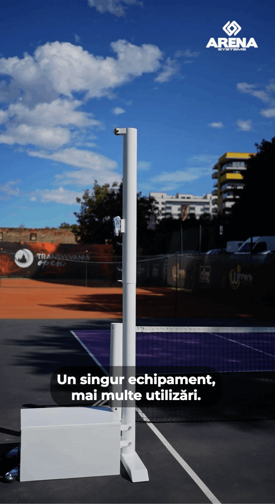 Stalpi mobili pentru volei si badminton, reglabil pe inaltime, Arena Systems. Set de 2 bucati